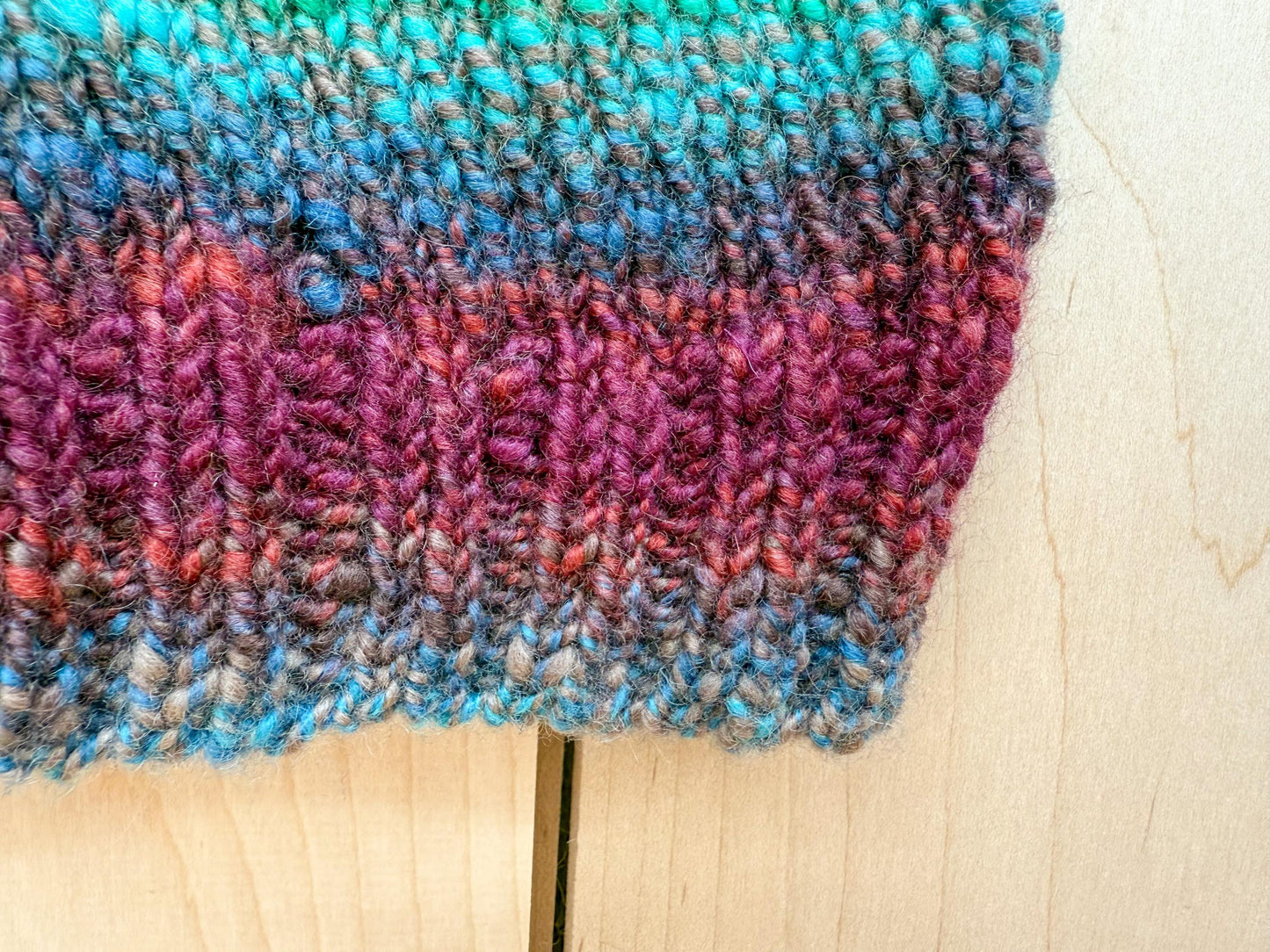 Handknit, Handspun Winter Berry Beanie Using 100% Border Leicester Wool