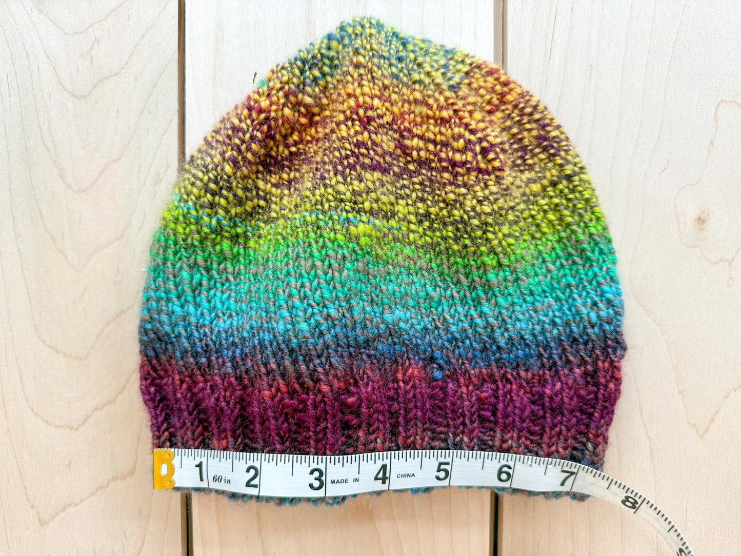 Handknit, Handspun Winter Berry Beanie Using 100% Border Leicester Wool