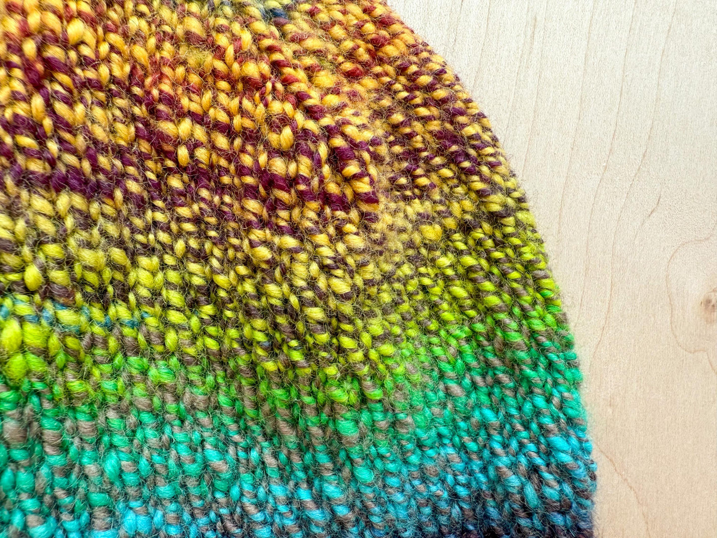 Handknit, Handspun Winter Berry Beanie Using 100% Border Leicester Wool