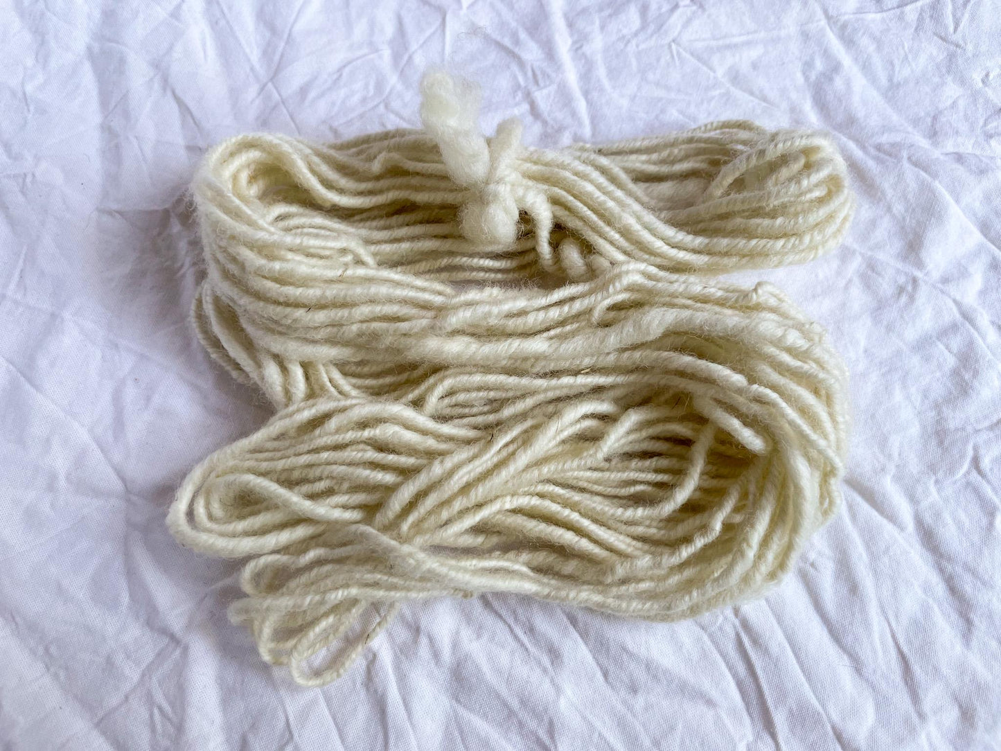Handmade Bouncy Cream Yarn Using 100% Secondhand Wool