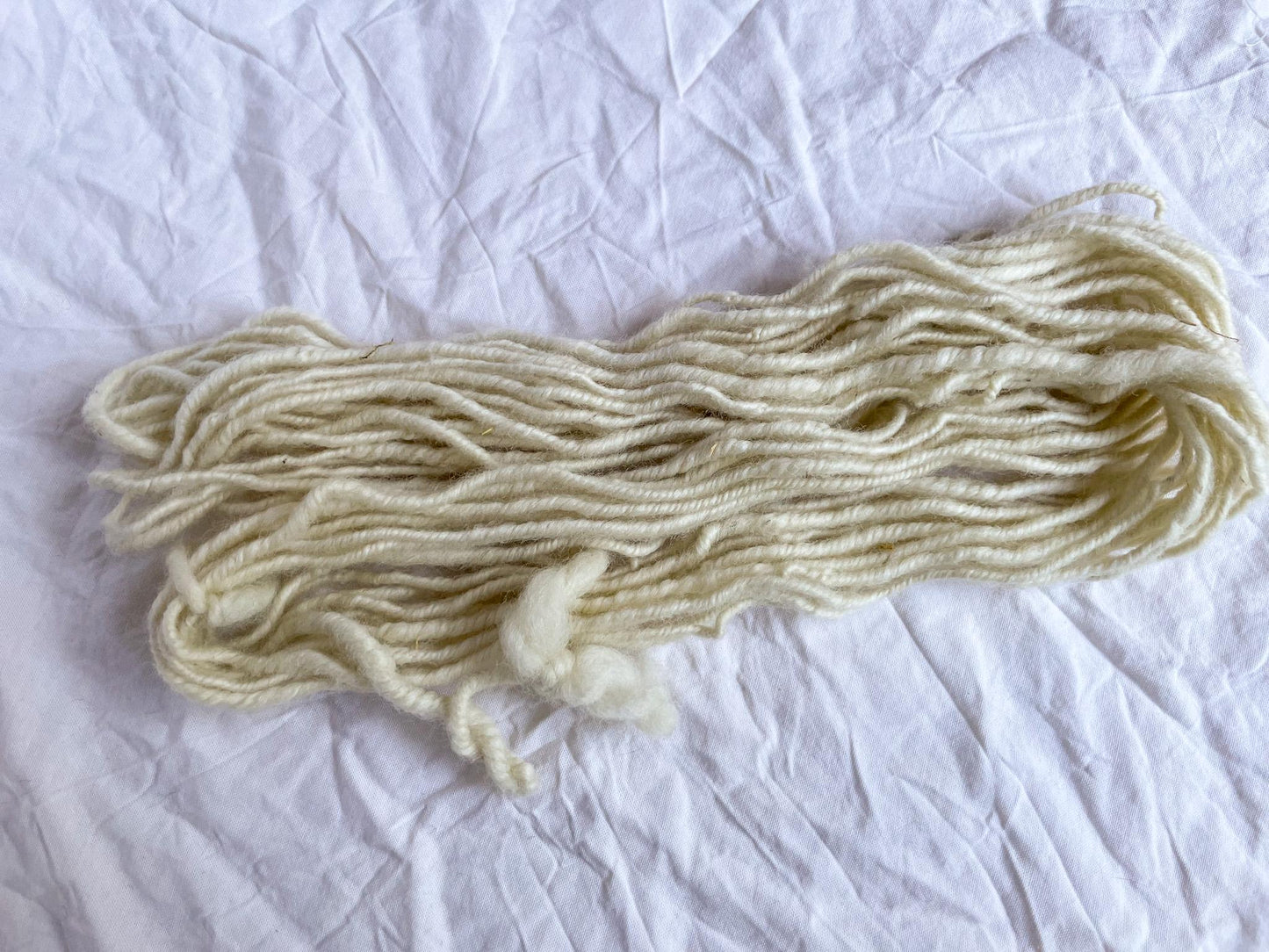 Handmade Bouncy Cream Yarn Using 100% Secondhand Wool