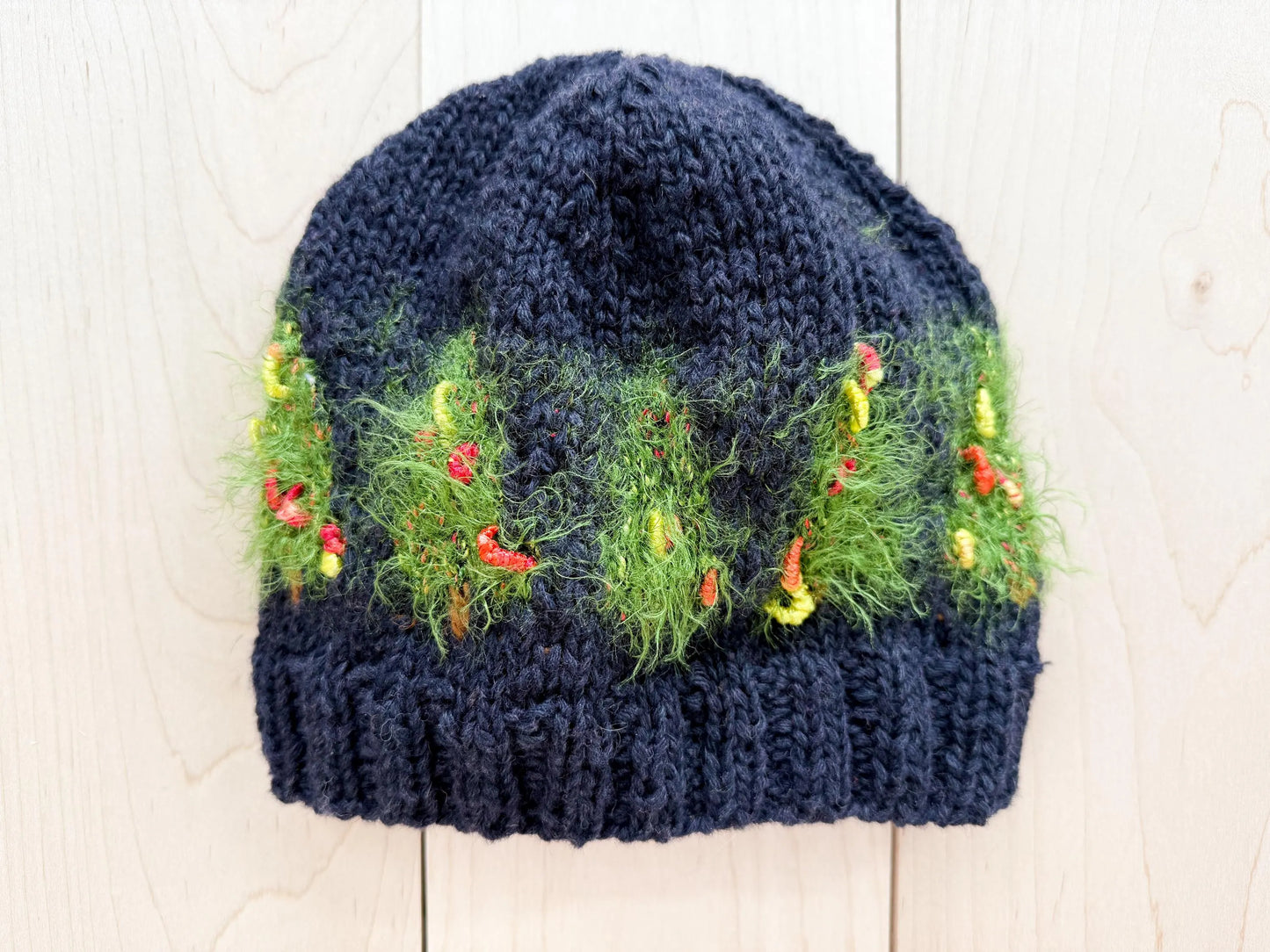 Handmade Festive Textured Trees Beanie Using 100% Sustainable Yarn