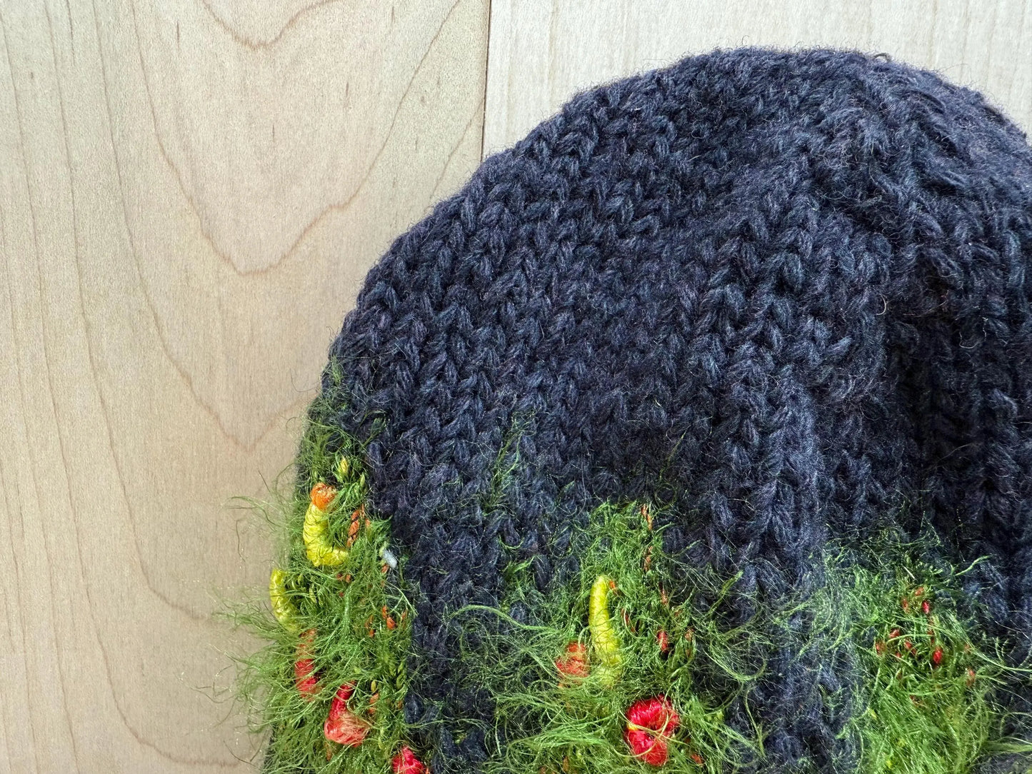 Handmade Festive Textured Trees Beanie Using 100% Sustainable Yarn