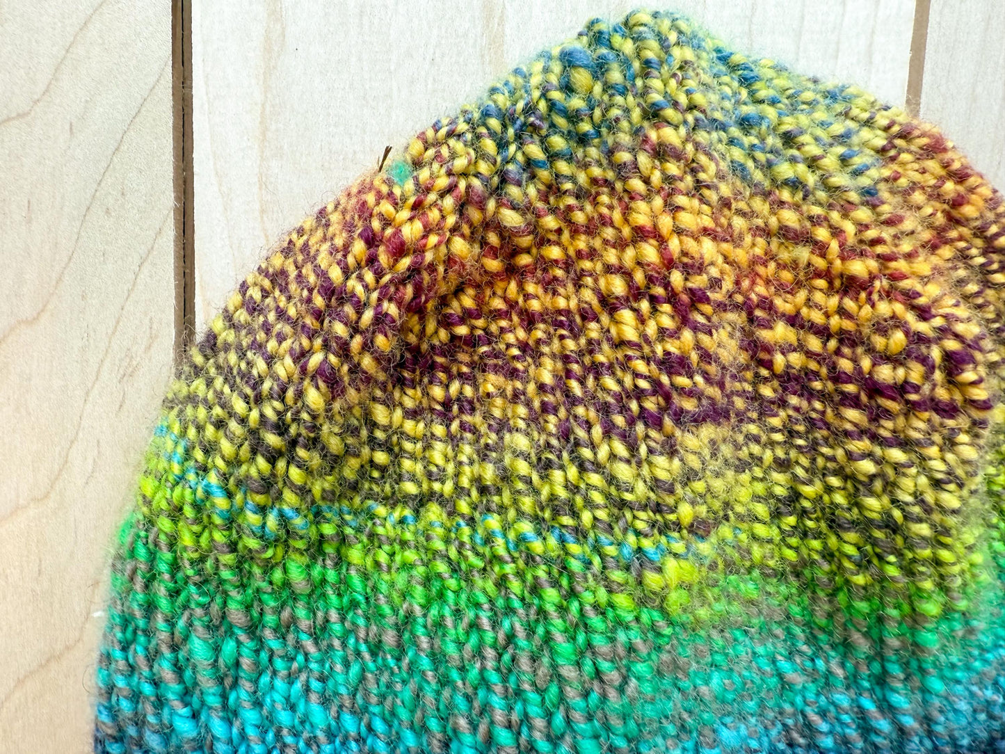 Handknit, Handspun Winter Berry Beanie Using 100% Border Leicester Wool