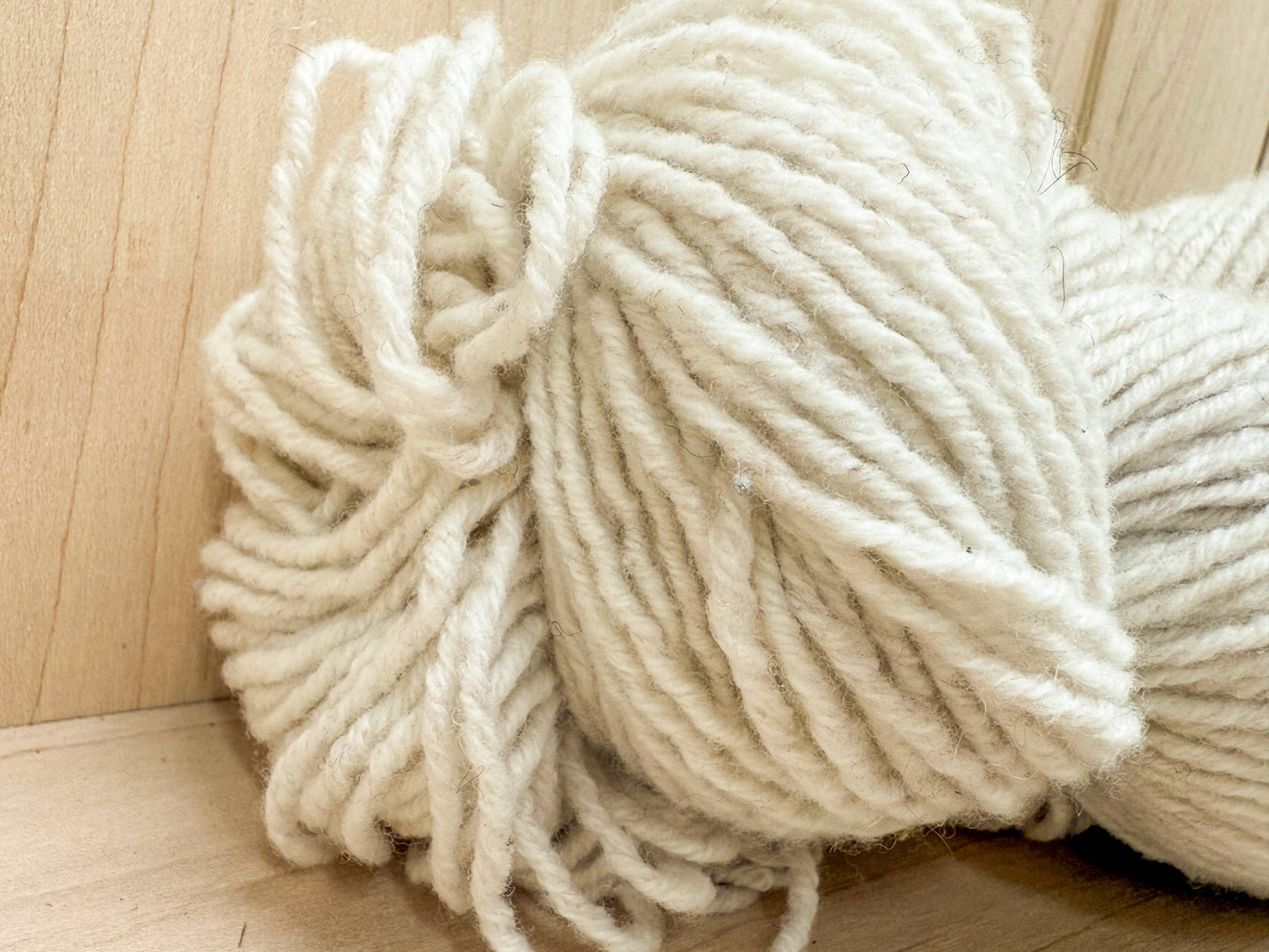 Handspun Creamy White DK Yarn Using 100% Recycled Wool