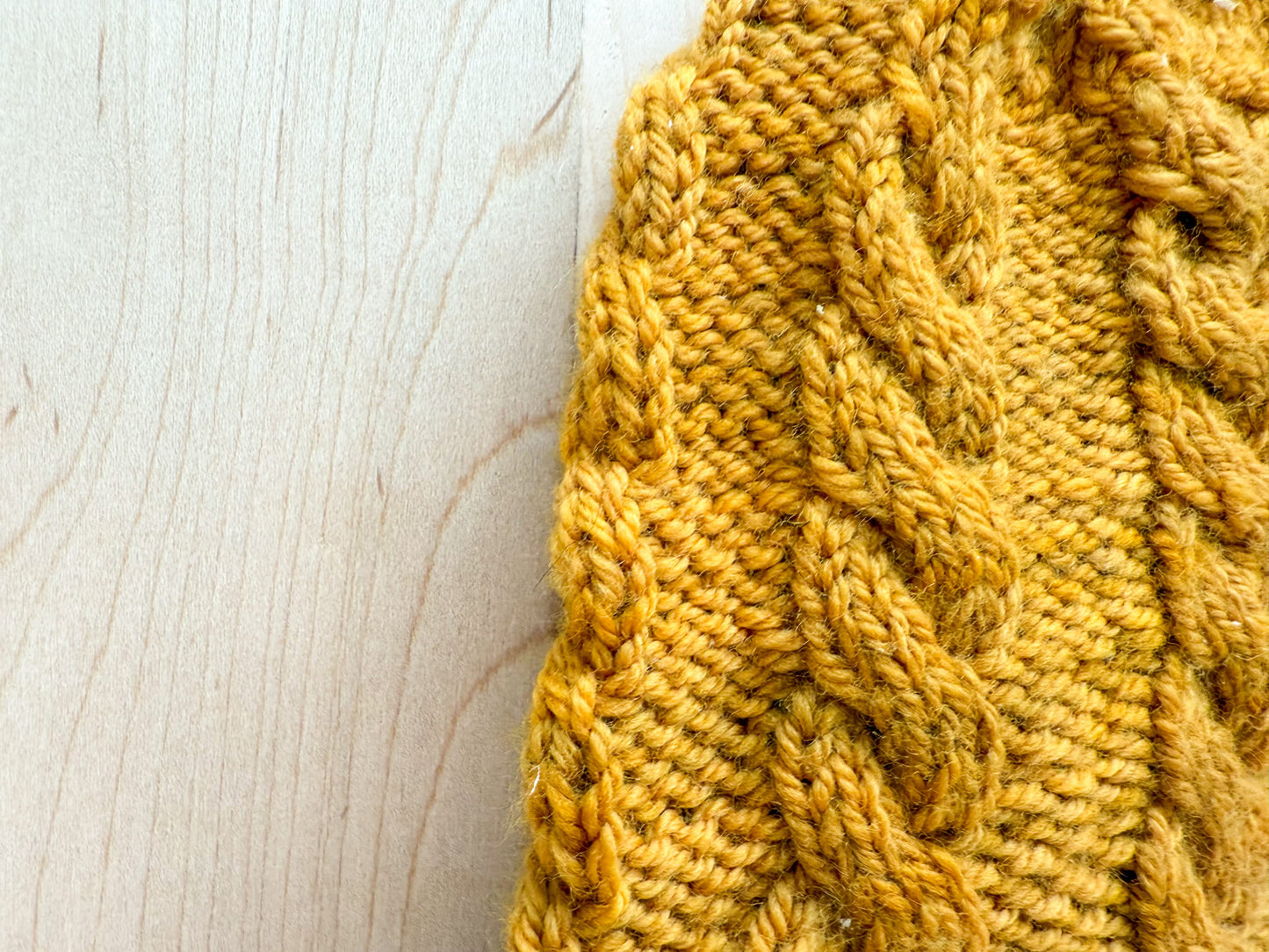 Handmade Golden Mustard Cable Beanie Using 100% Wool