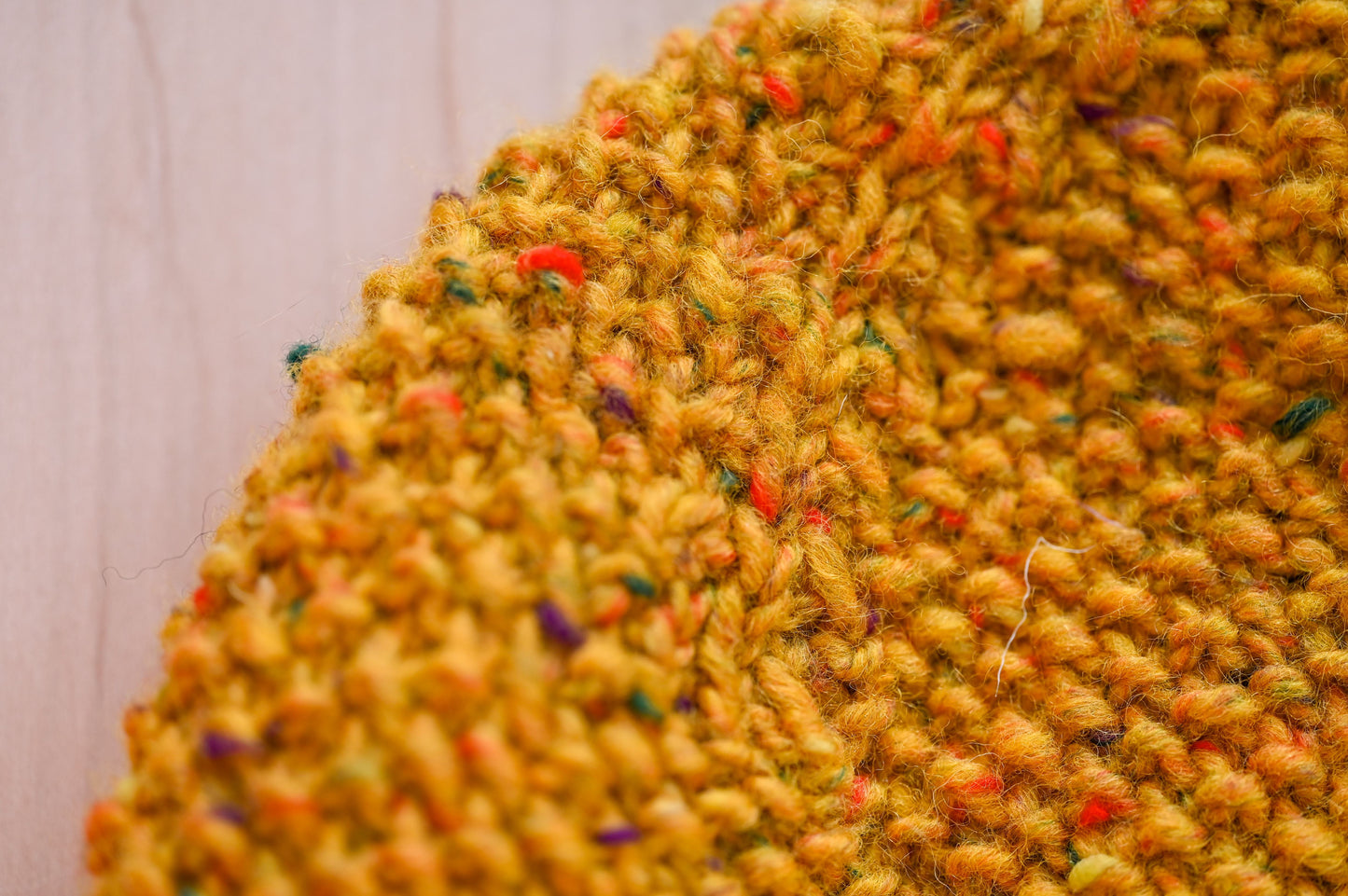 Handmade Mustard Moss Beanie Using 100% Donegal Tweed Wool