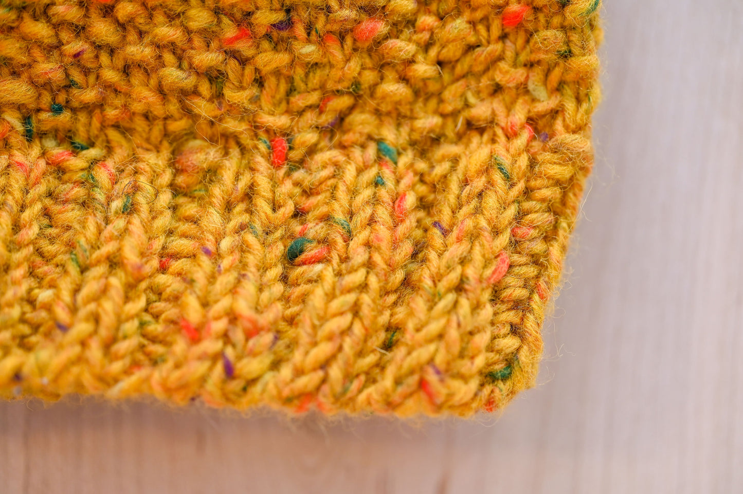 Handmade Mustard Moss Beanie Using 100% Donegal Tweed Wool