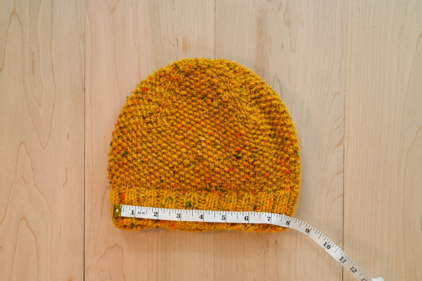 Handmade Mustard Moss Beanie Using 100% Donegal Tweed Wool