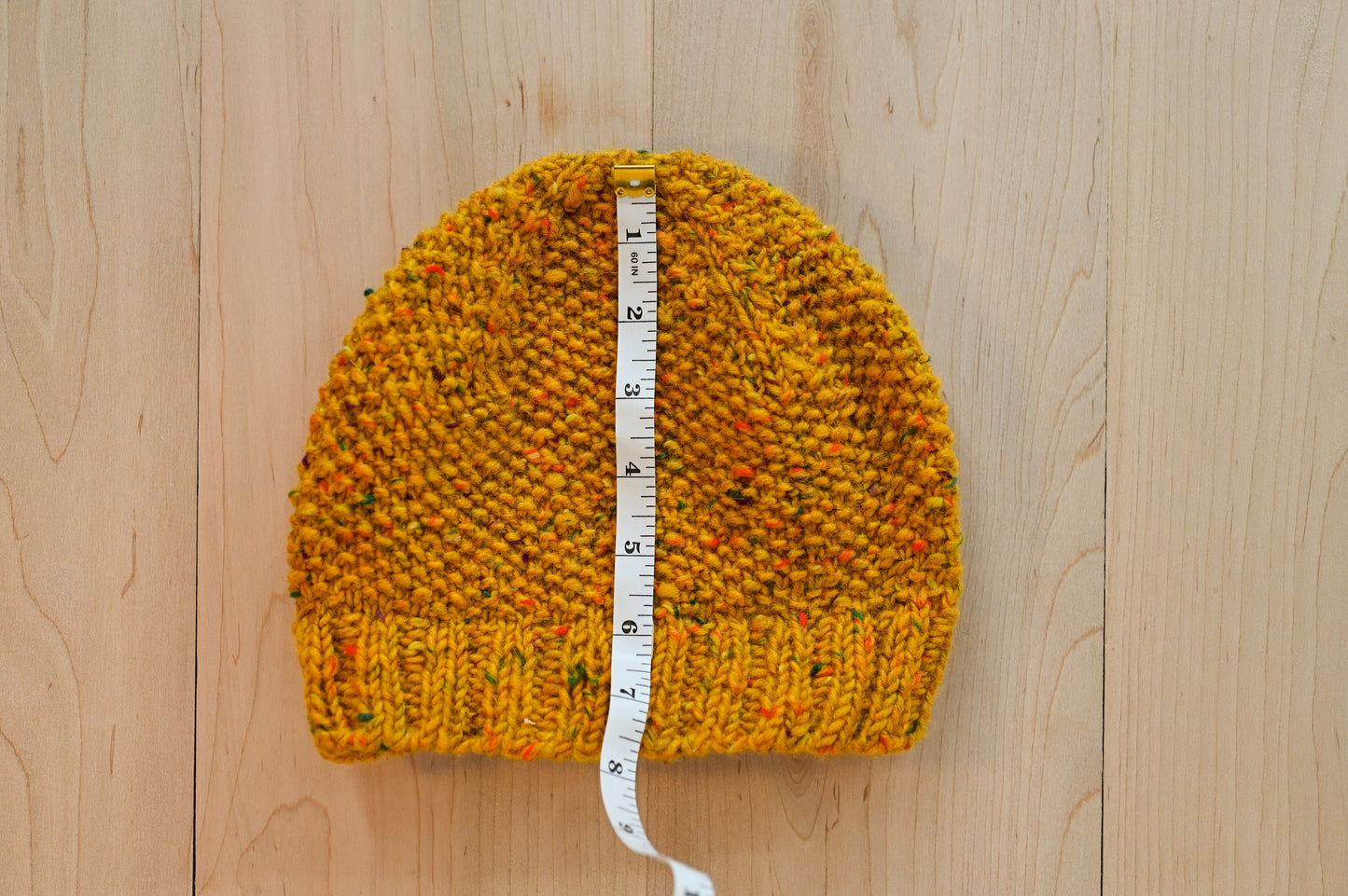 Handmade Mustard Moss Beanie Using 100% Donegal Tweed Wool