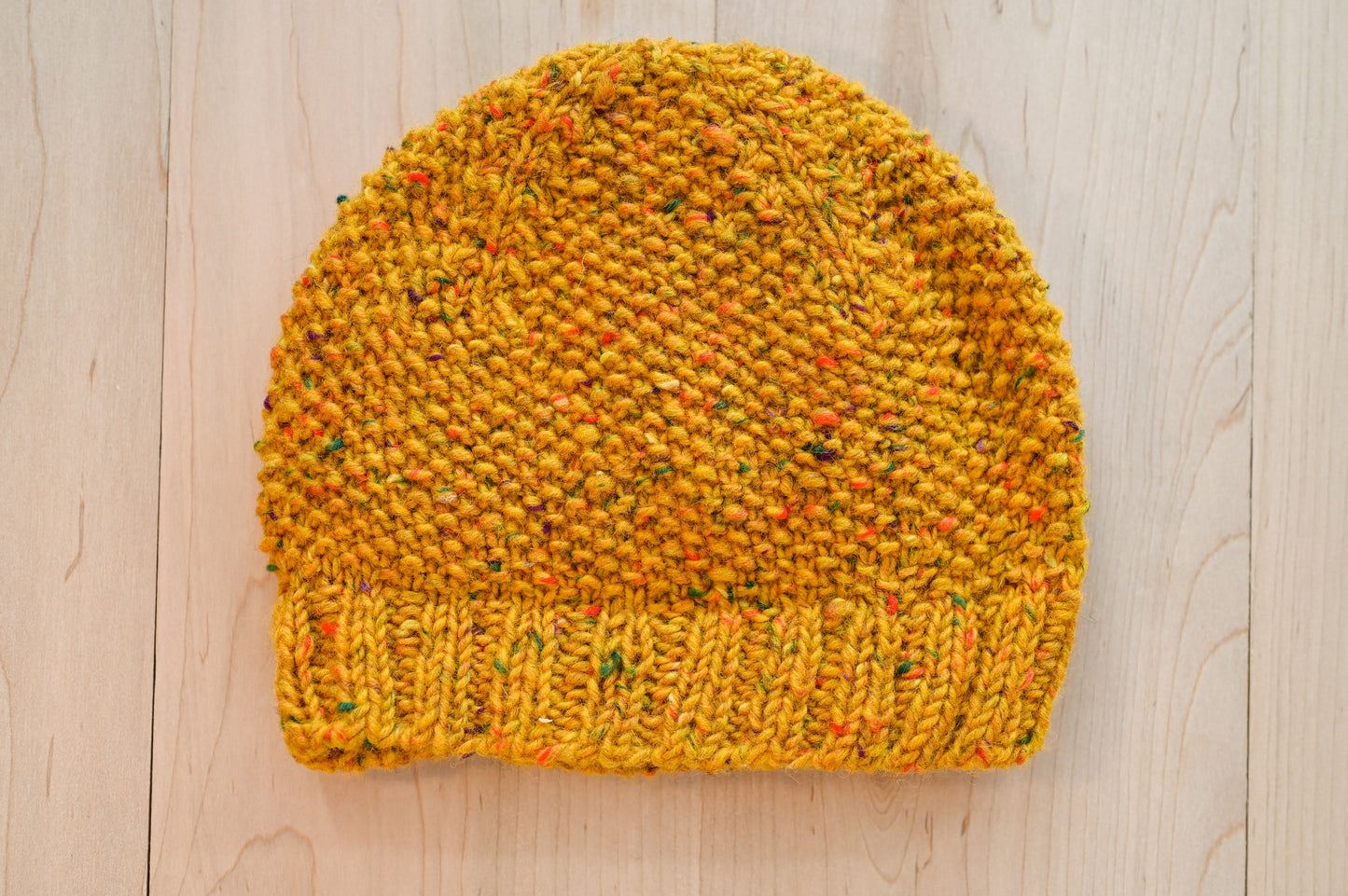 Handmade Mustard Moss Beanie Using 100% Donegal Tweed Wool