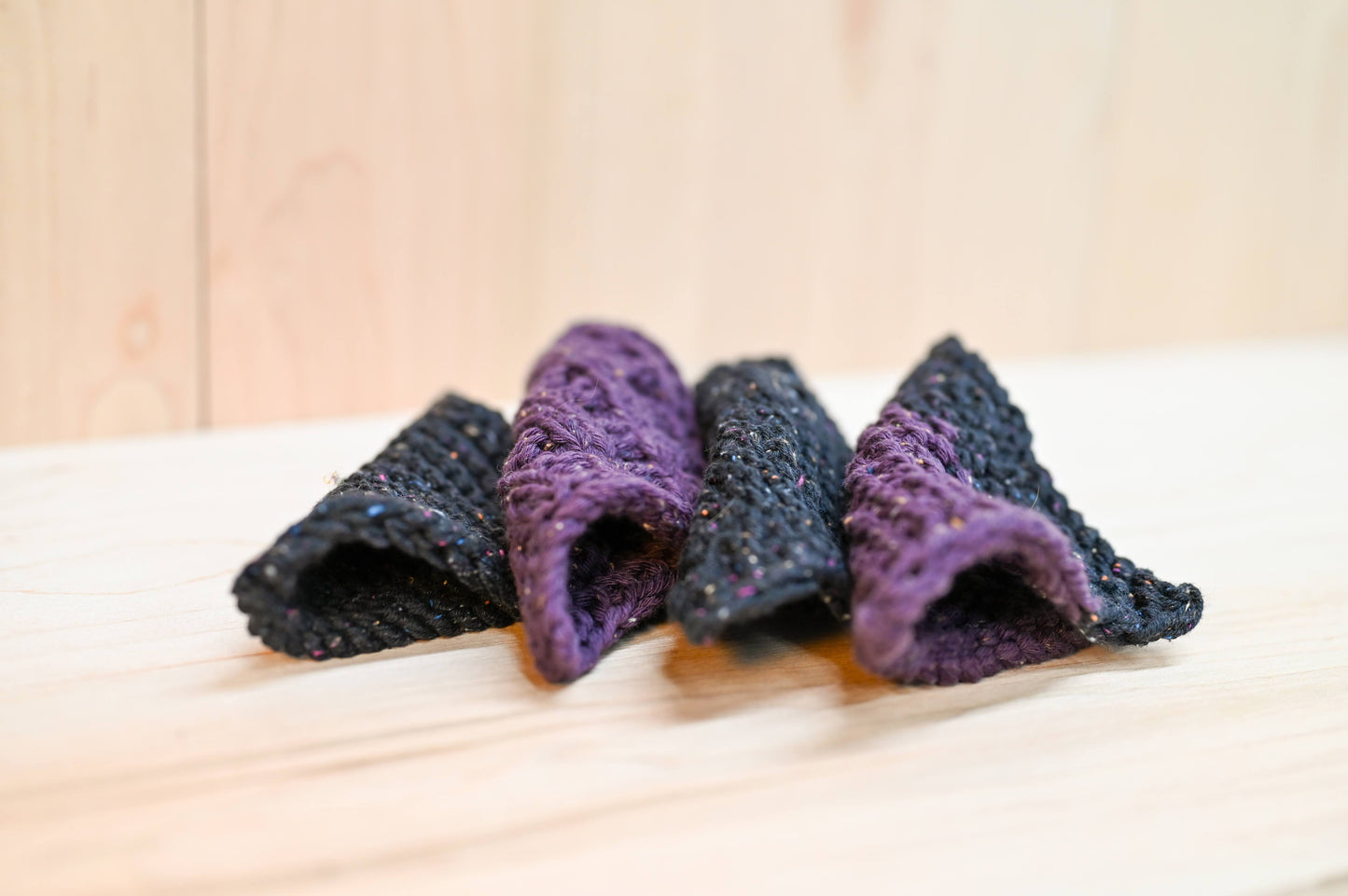 Handmade Black and Purple Textured Coasters (Set of 4)