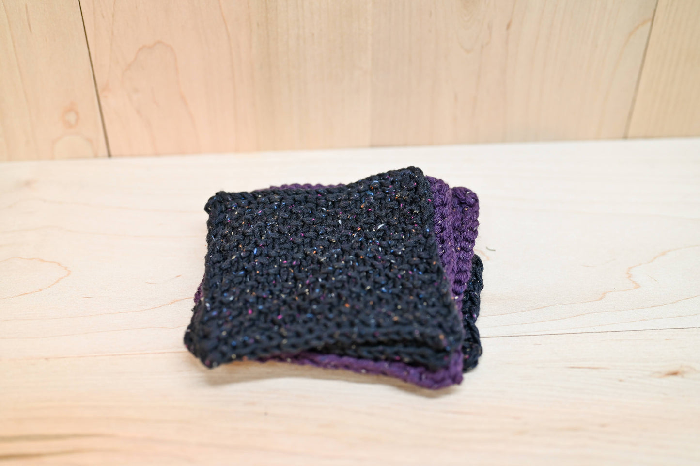 Handmade Black and Purple Textured Coasters (Set of 4)
