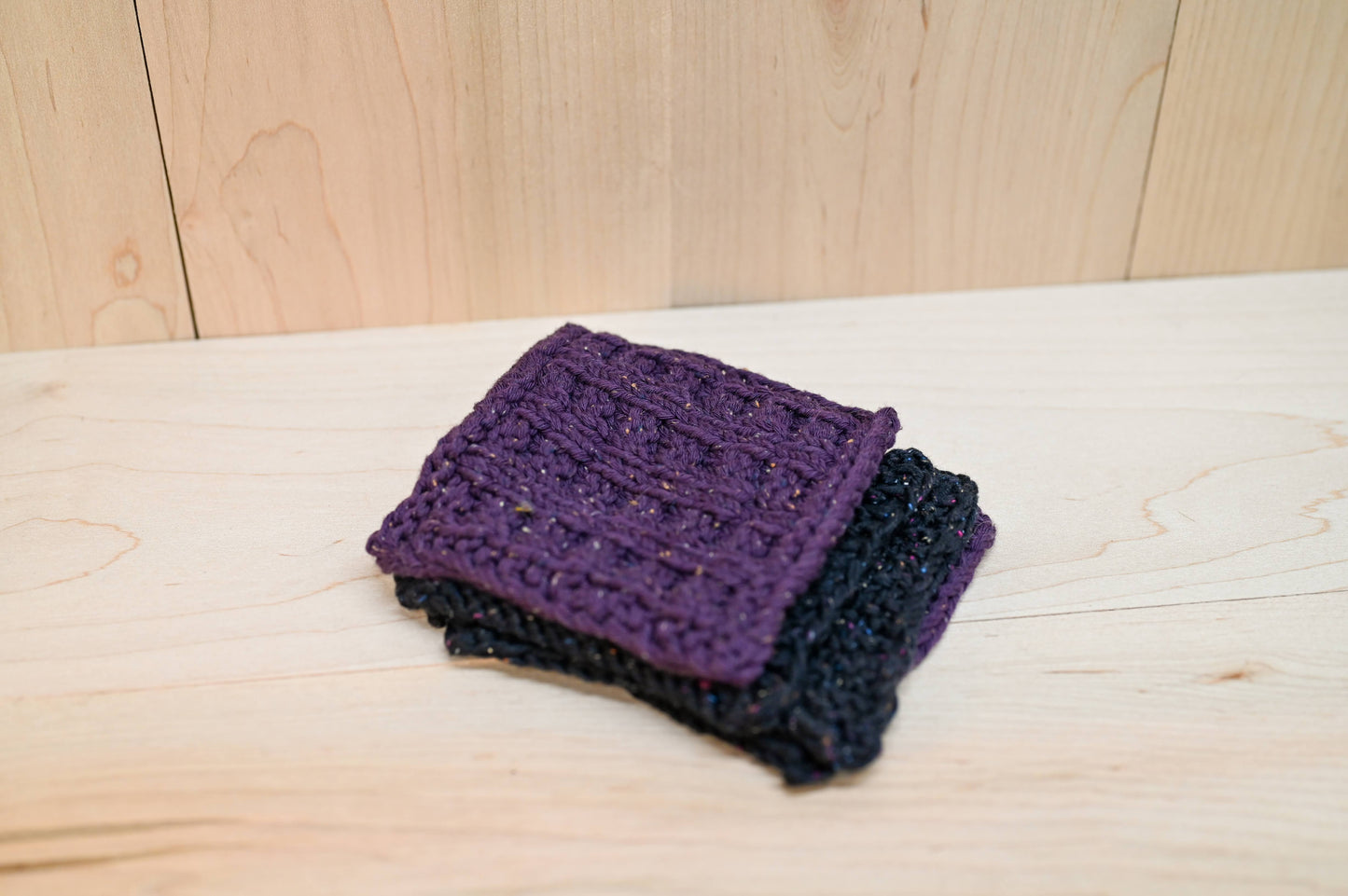 Handmade Black and Purple Textured Coasters (Set of 4)