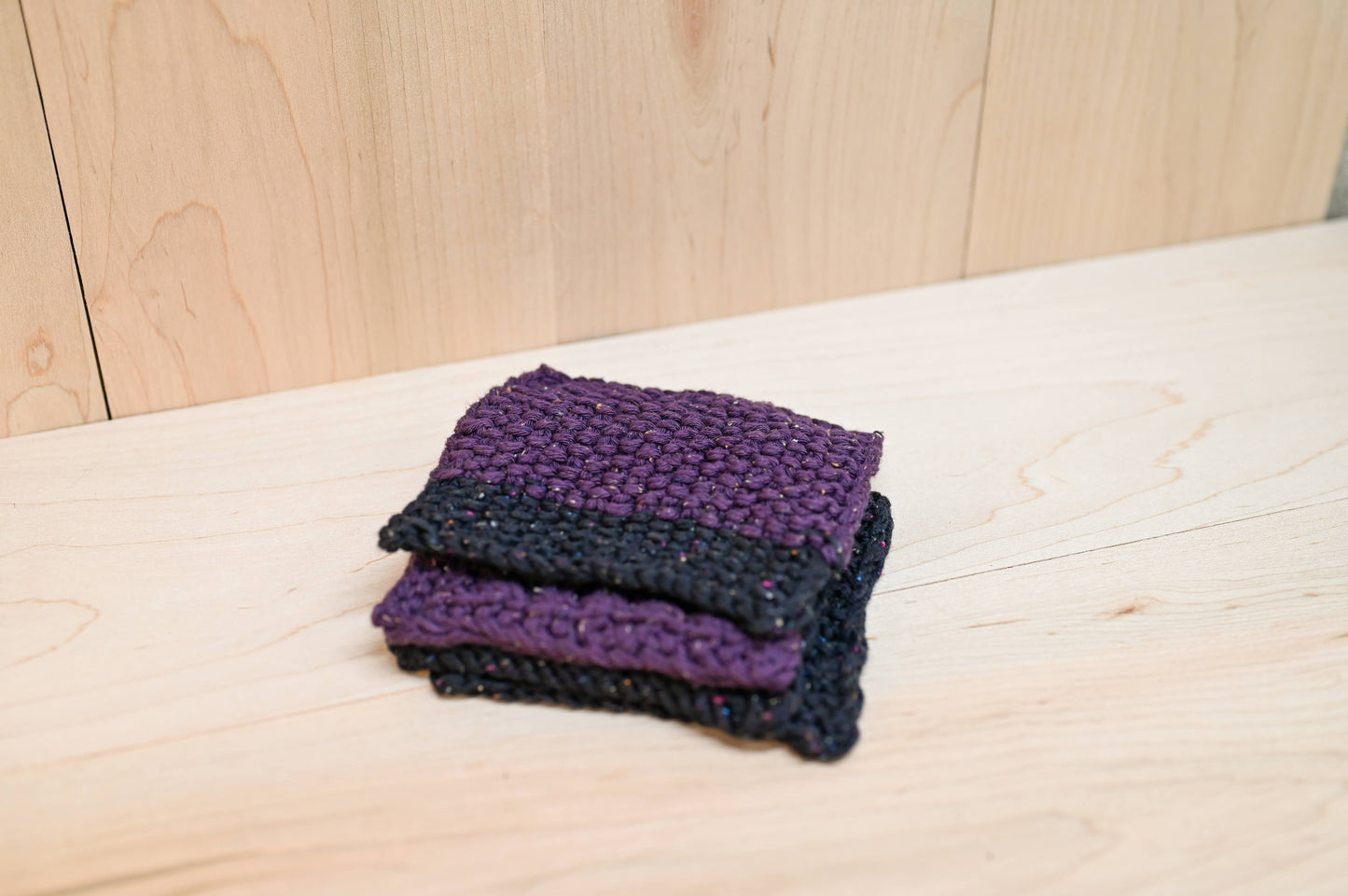 Handmade Black and Purple Textured Coasters (Set of 4)