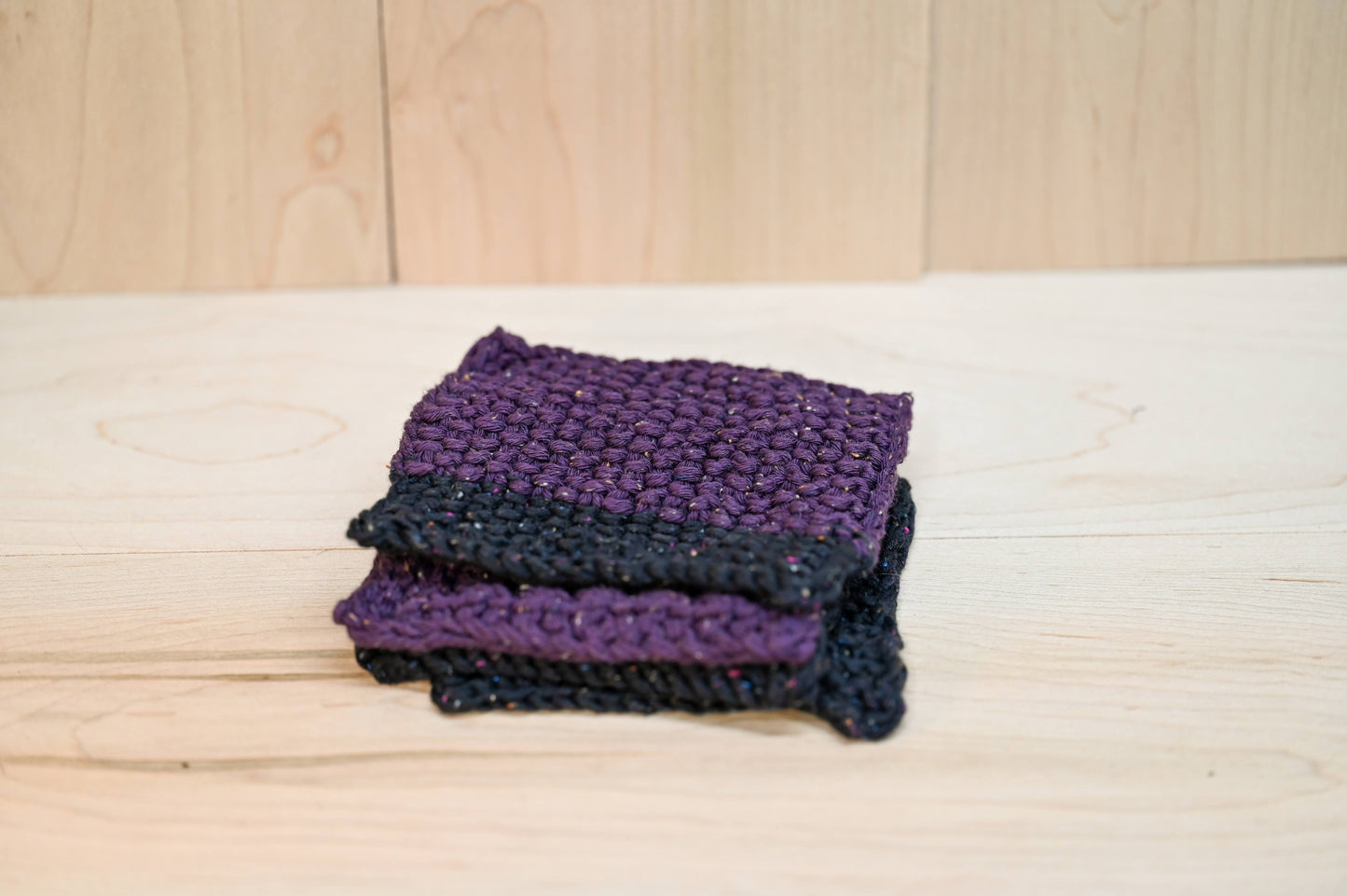 Handmade Black and Purple Textured Coasters (Set of 4)