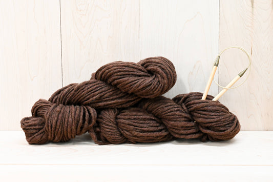 Handmade Chocolate Brown Wool Yarn Using 100% Upcycled Materials