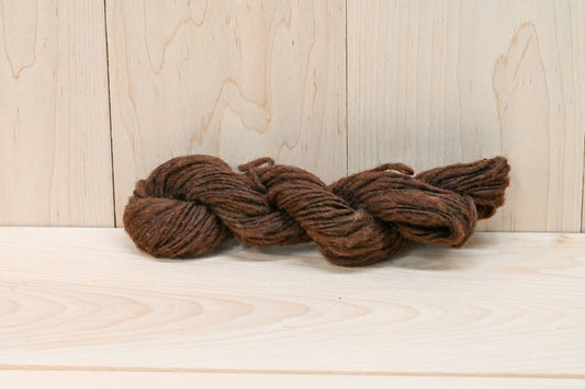 Handspun Chocolate Brown Thick-and-Thin DK Yarn Using 100% Upcycled Wool