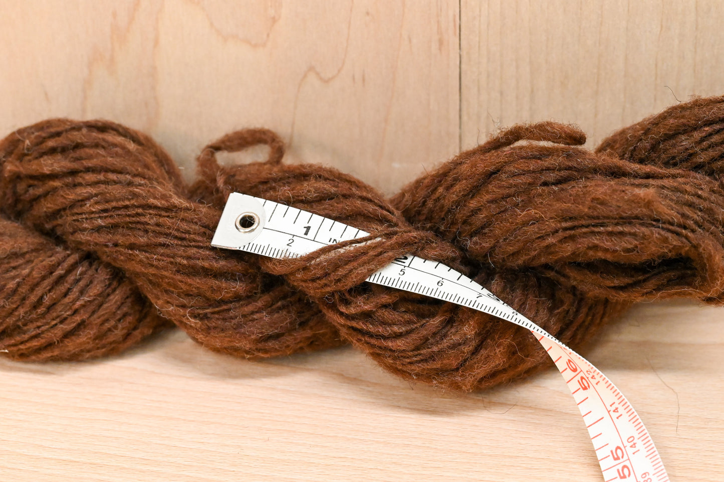 Handspun Chocolate Brown Thick-and-Thin DK Yarn Using 100% Upcycled Wool