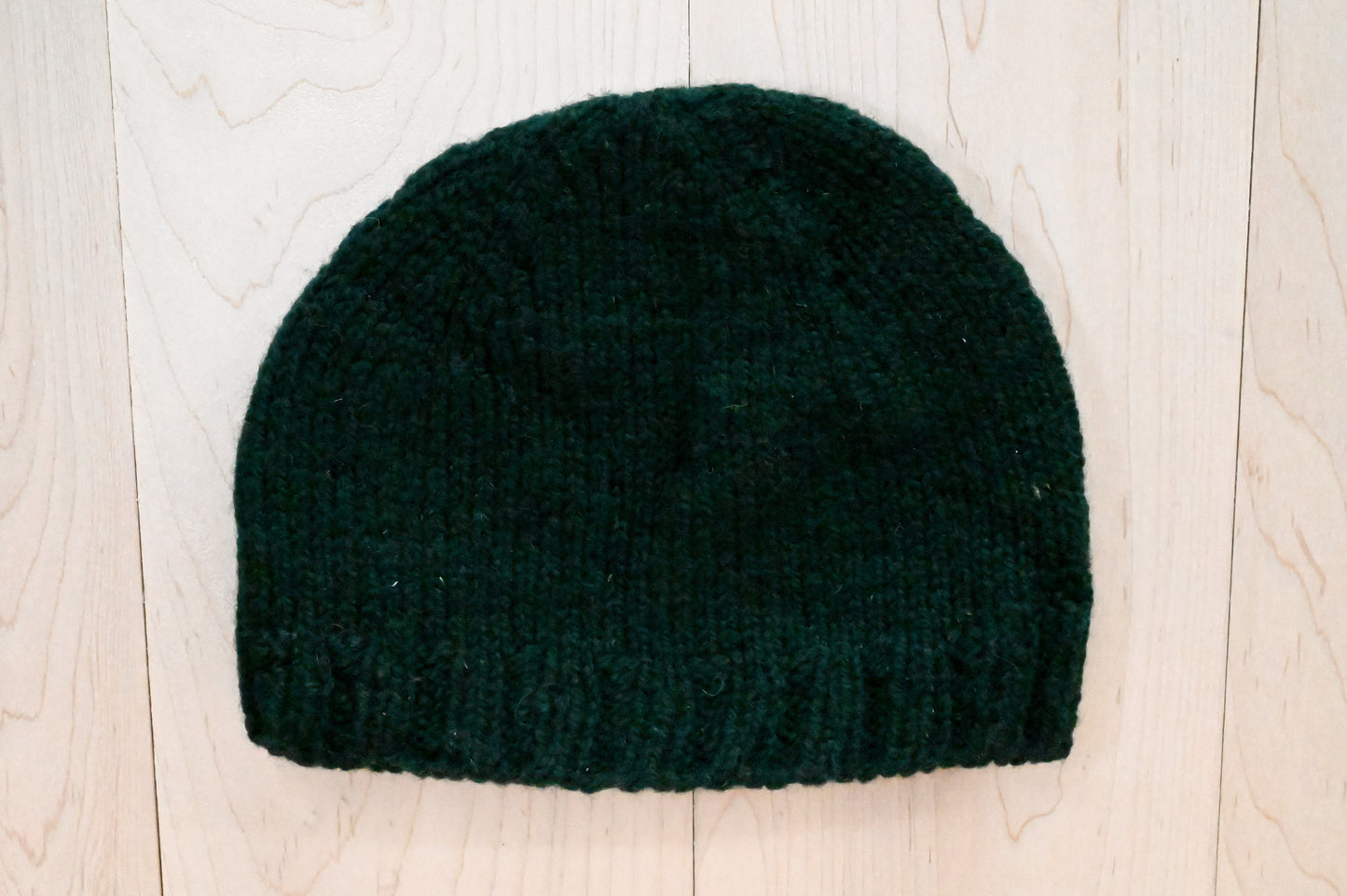 Handmade Dark Green Semi-Felted Beanie Using 100% Small-Farm Wool