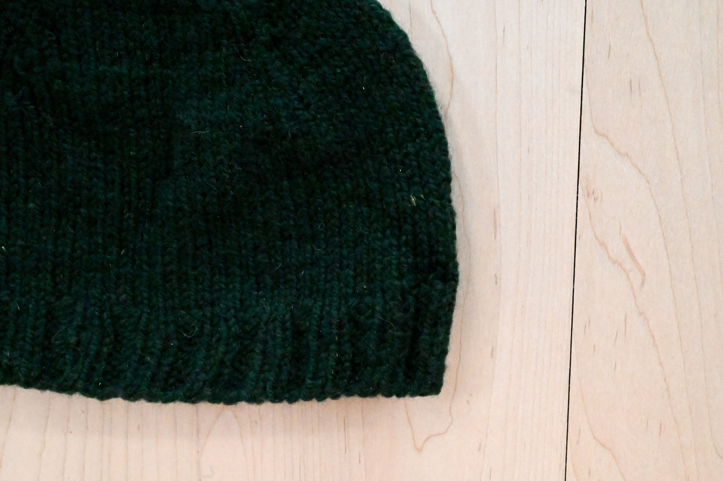 Handmade Dark Green Semi-Felted Beanie Using 100% Small-Farm Wool