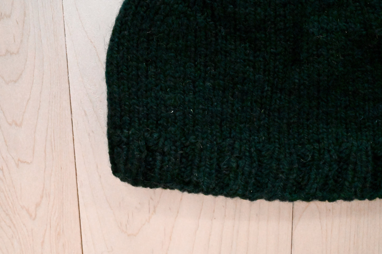 Handmade Dark Green Semi-Felted Beanie Using 100% Small-Farm Wool
