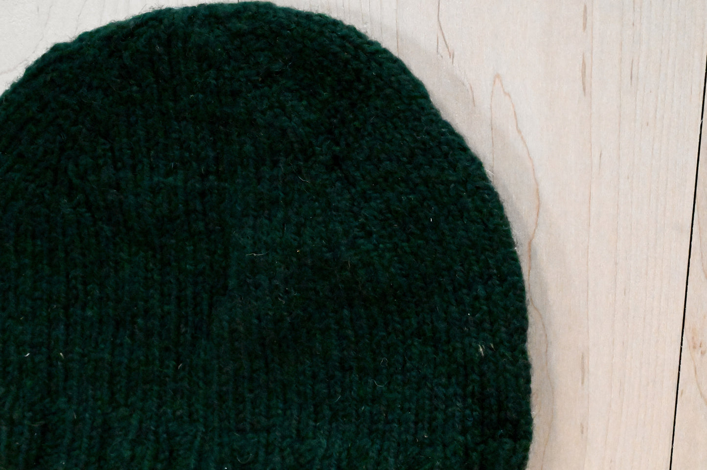 Handmade Dark Green Semi-Felted Beanie Using 100% Small-Farm Wool