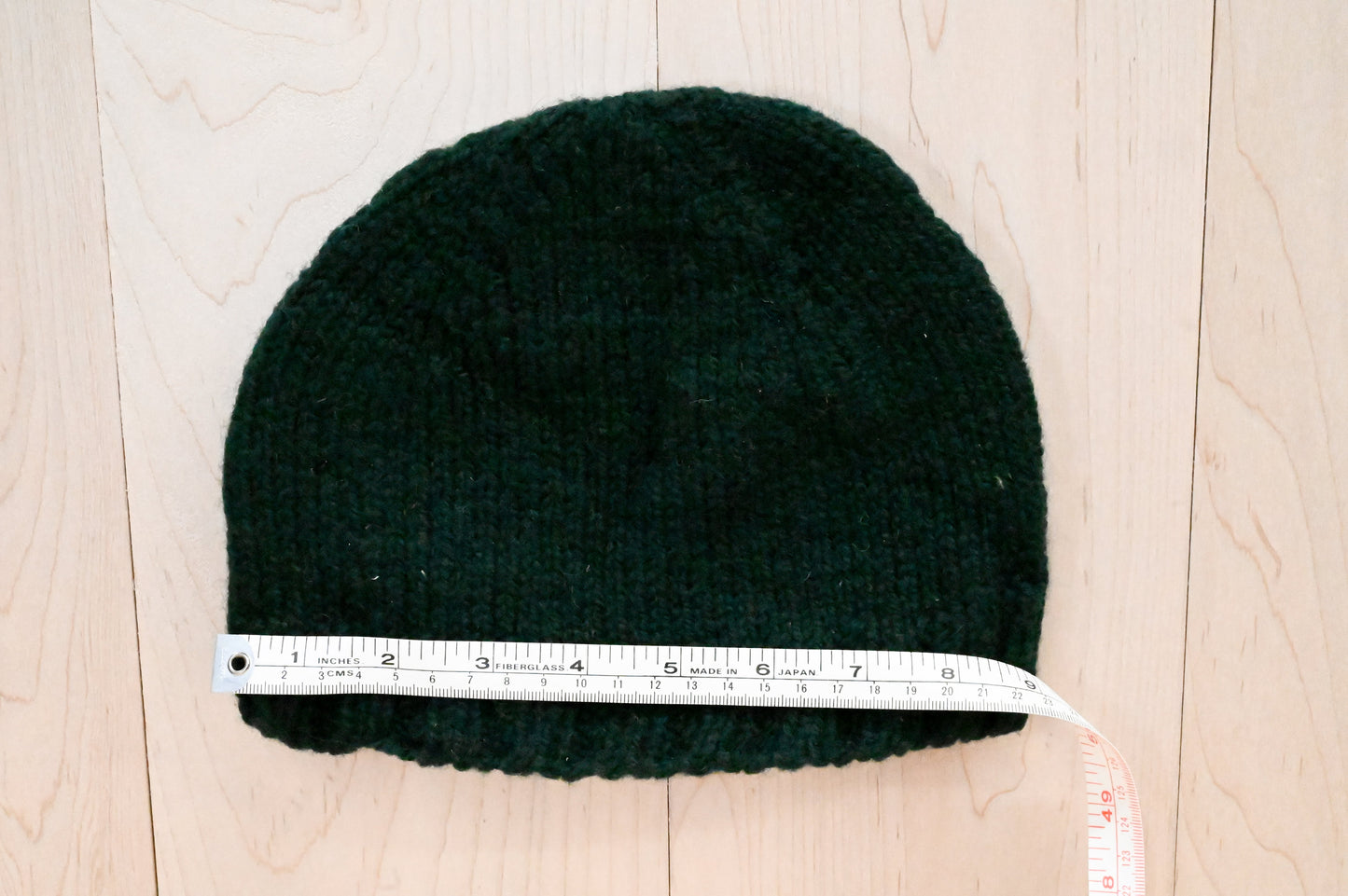 Handmade Dark Green Semi-Felted Beanie Using 100% Small-Farm Wool