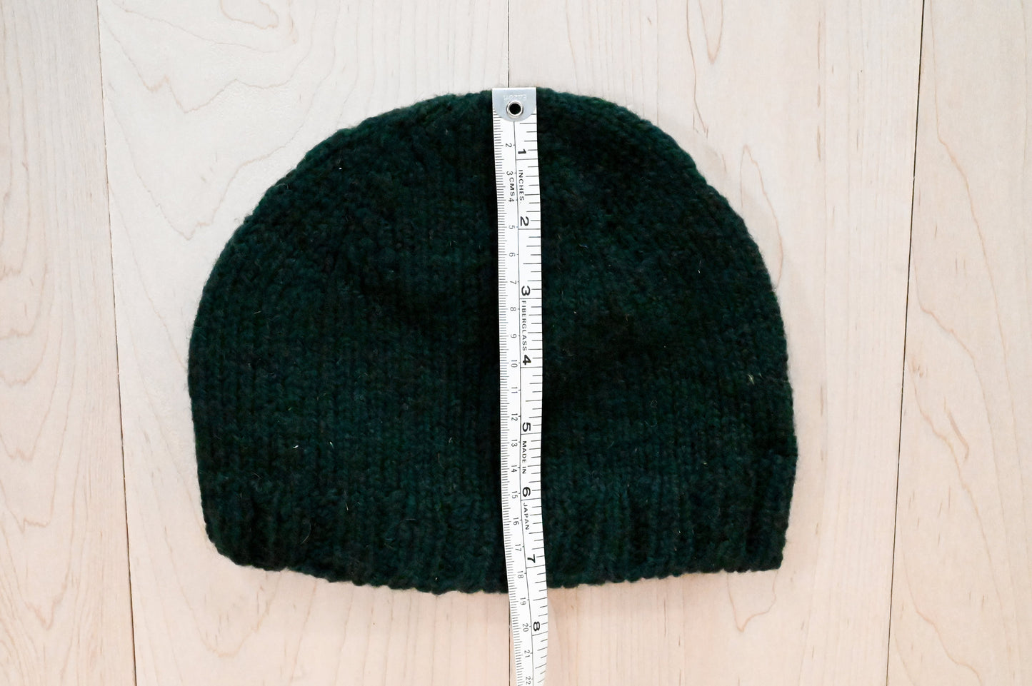Handmade Dark Green Semi-Felted Beanie Using 100% Small-Farm Wool