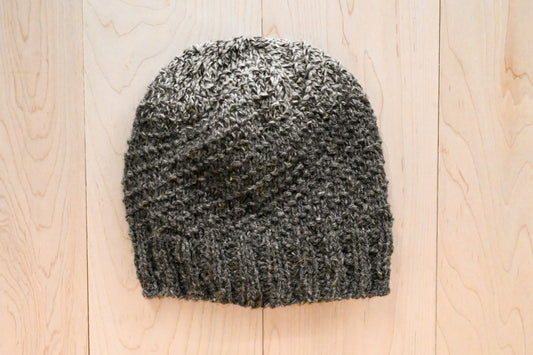 Handmade Undyed Gray Textured Snowcap Beanie Using 100% Scottish Wool