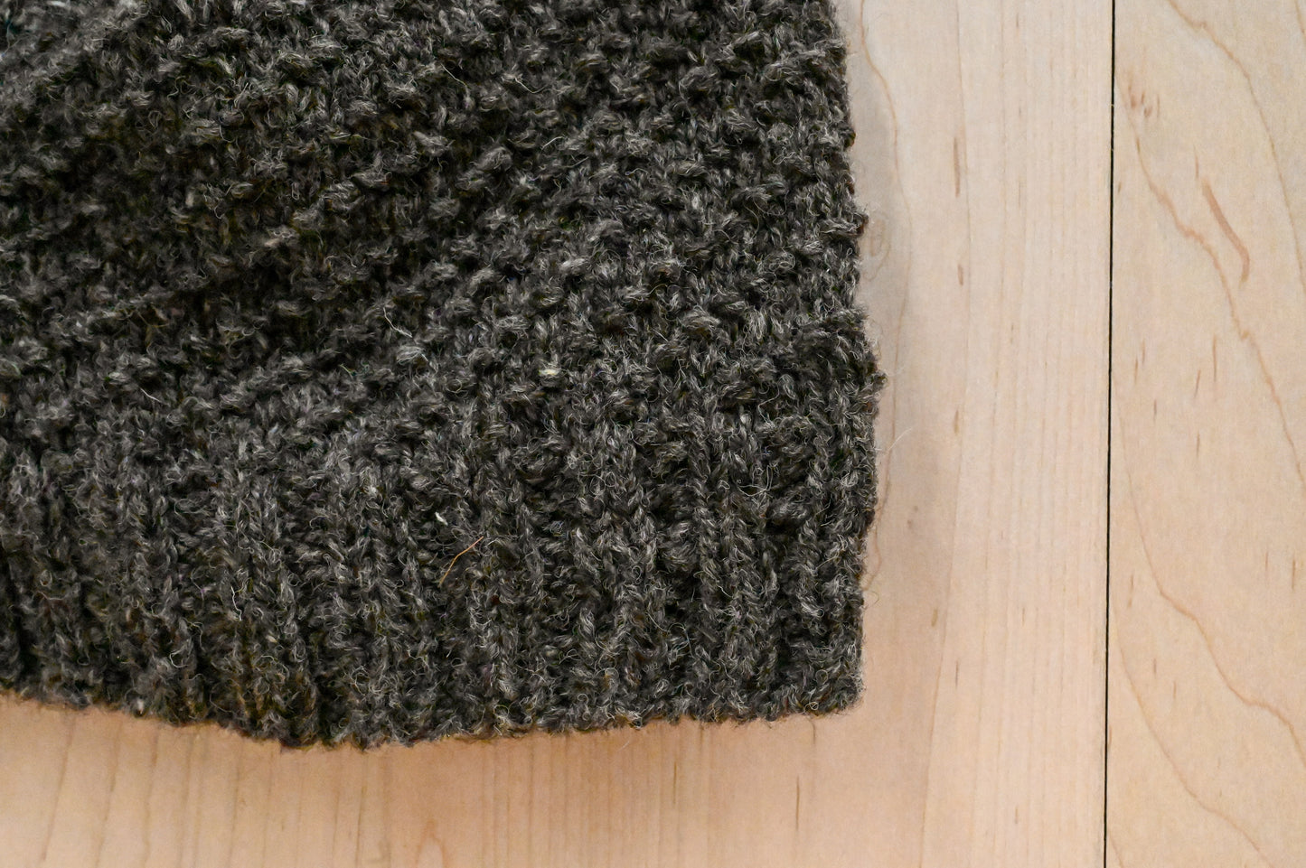 Handmade Undyed Gray Textured Snowcap Beanie Using 100% Scottish Wool