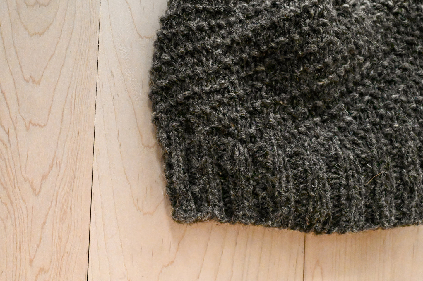 Handmade Undyed Gray Textured Snowcap Beanie Using 100% Scottish Wool