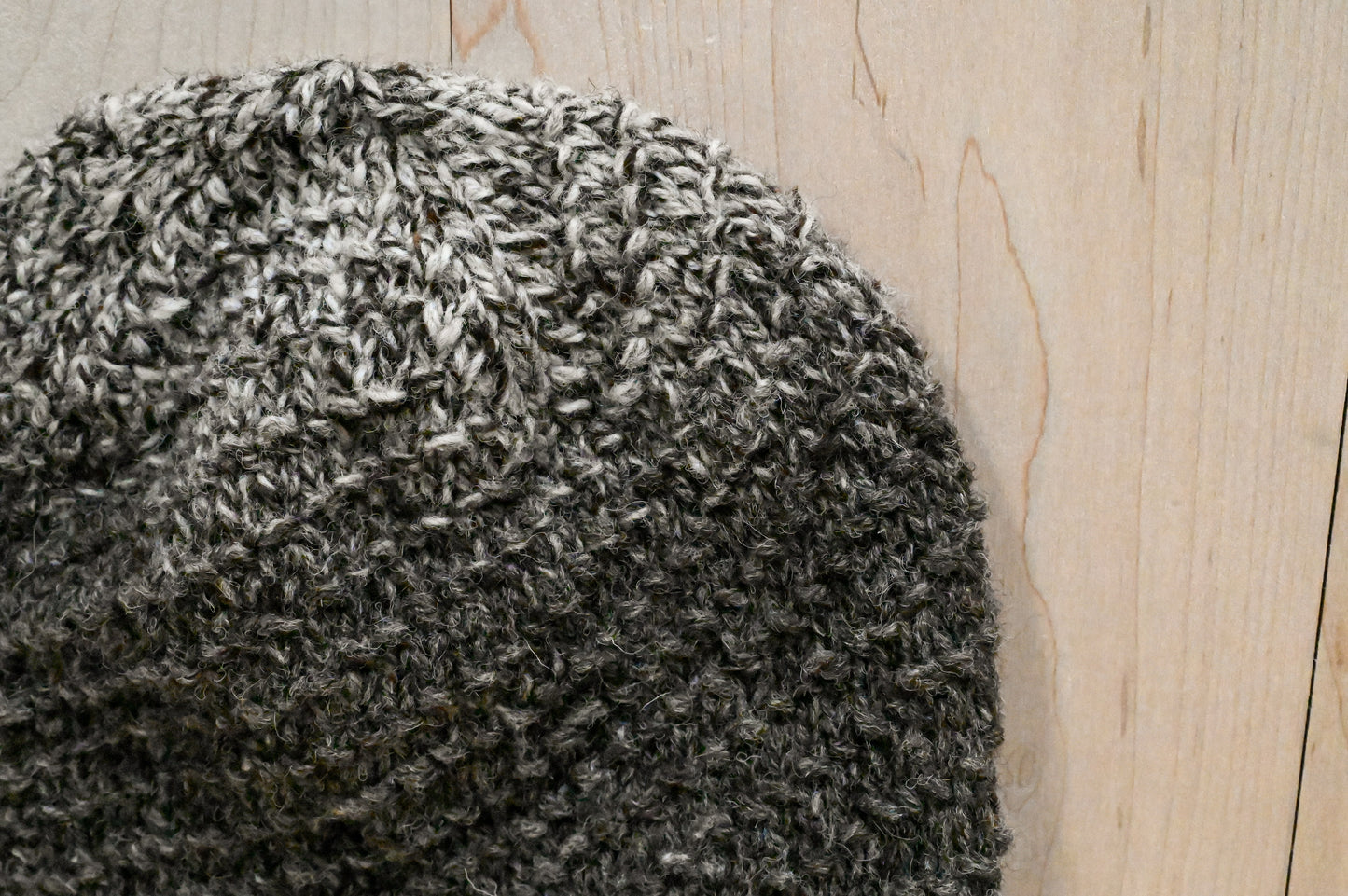 Handmade Undyed Gray Textured Snowcap Beanie Using 100% Scottish Wool