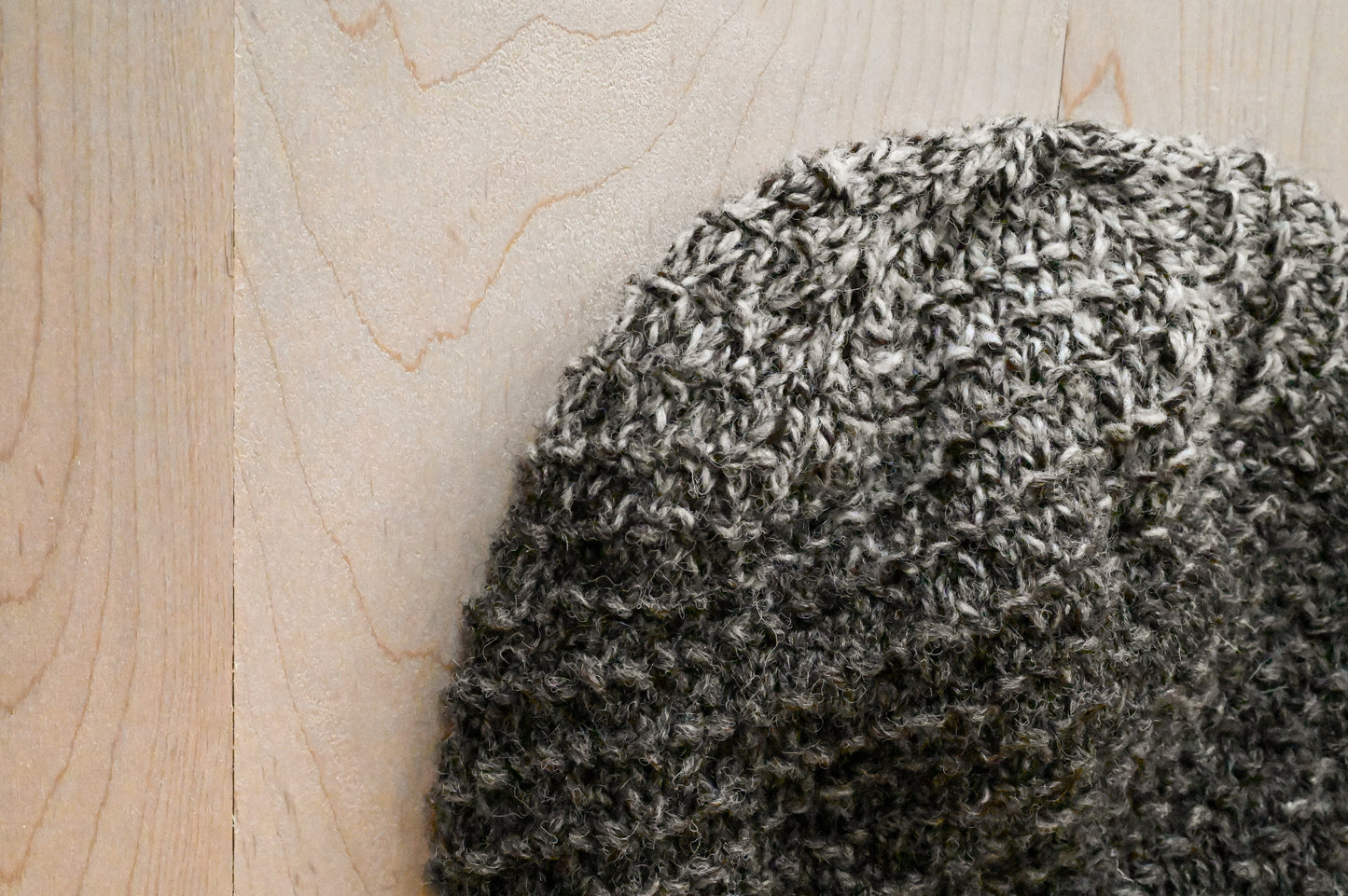 Handmade Undyed Gray Textured Snowcap Beanie Using 100% Scottish Wool