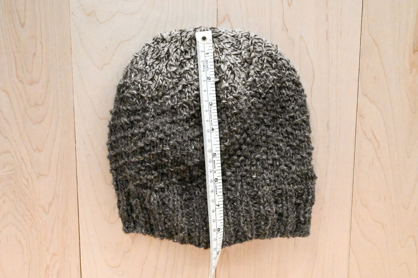 Handmade Undyed Gray Textured Snowcap Beanie Using 100% Scottish Wool