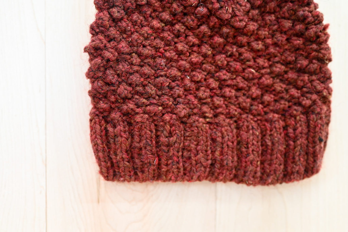 Handmade Raspberry Beanie Using Sustainable Wool-Mohair Blend