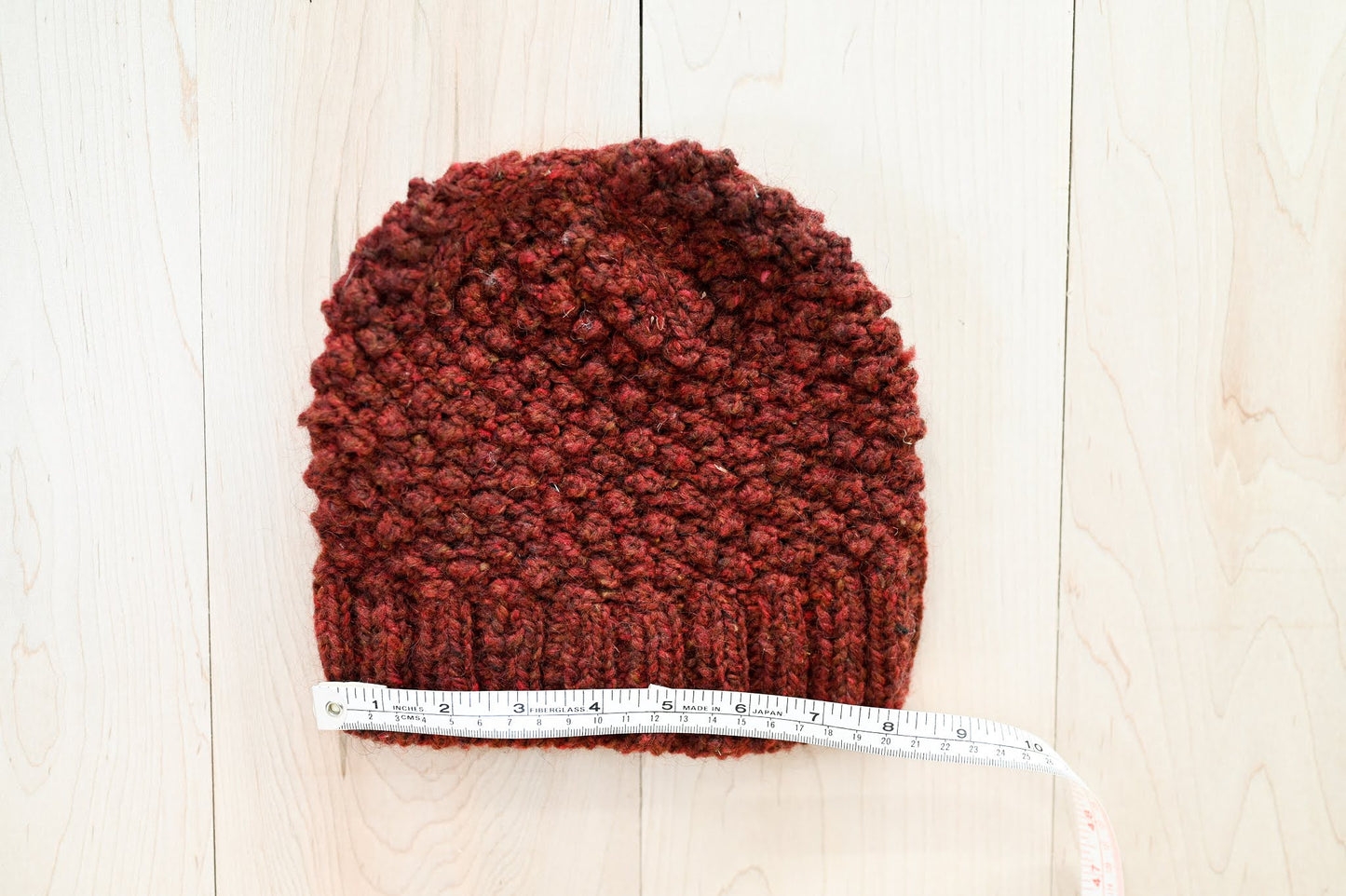 Handmade Raspberry Beanie Using Sustainable Wool-Mohair Blend