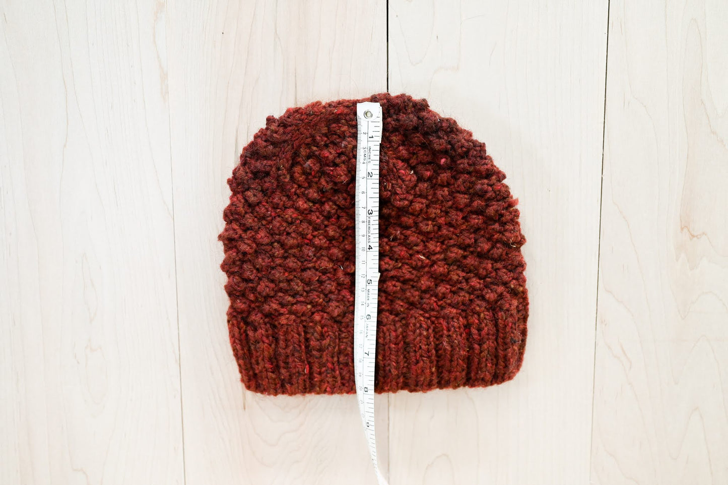 Handmade Raspberry Beanie Using Sustainable Wool-Mohair Blend