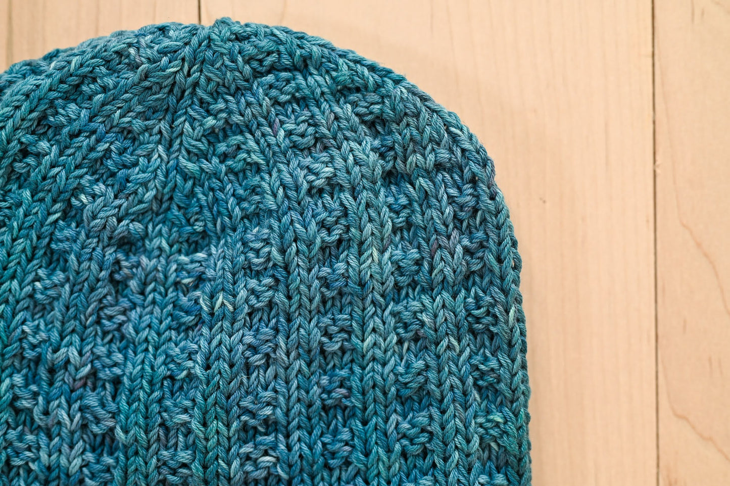 Handmade XL Blueberry Waffle Cotton Beanie Using 100% Organic Cotton
