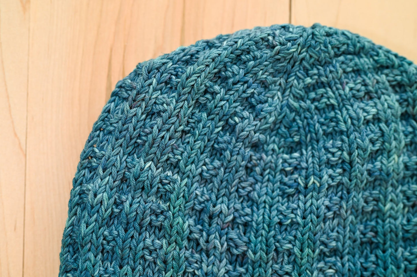Handmade XL Blueberry Waffle Cotton Beanie Using 100% Organic Cotton