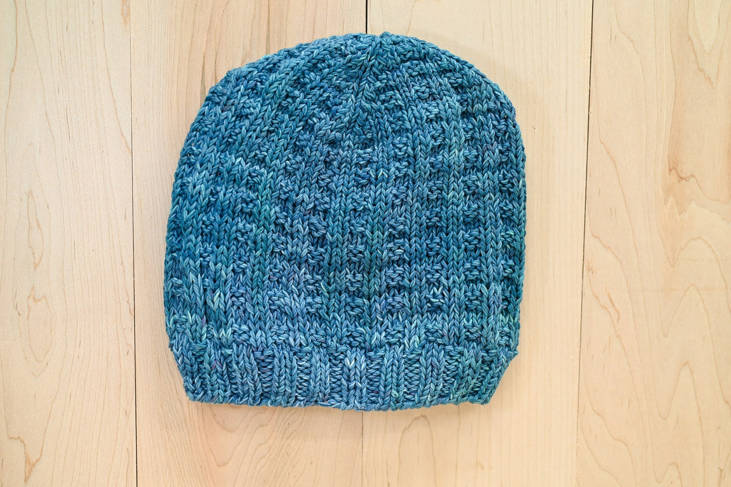 Handmade XL Blueberry Waffle Cotton Beanie Using 100% Organic Cotton