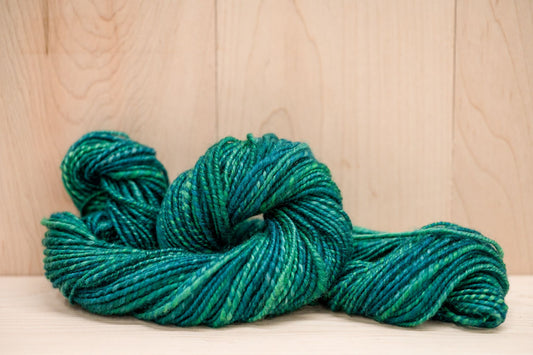 Handspun Sea Green Worsted/DK Yarn Using 100% Wool