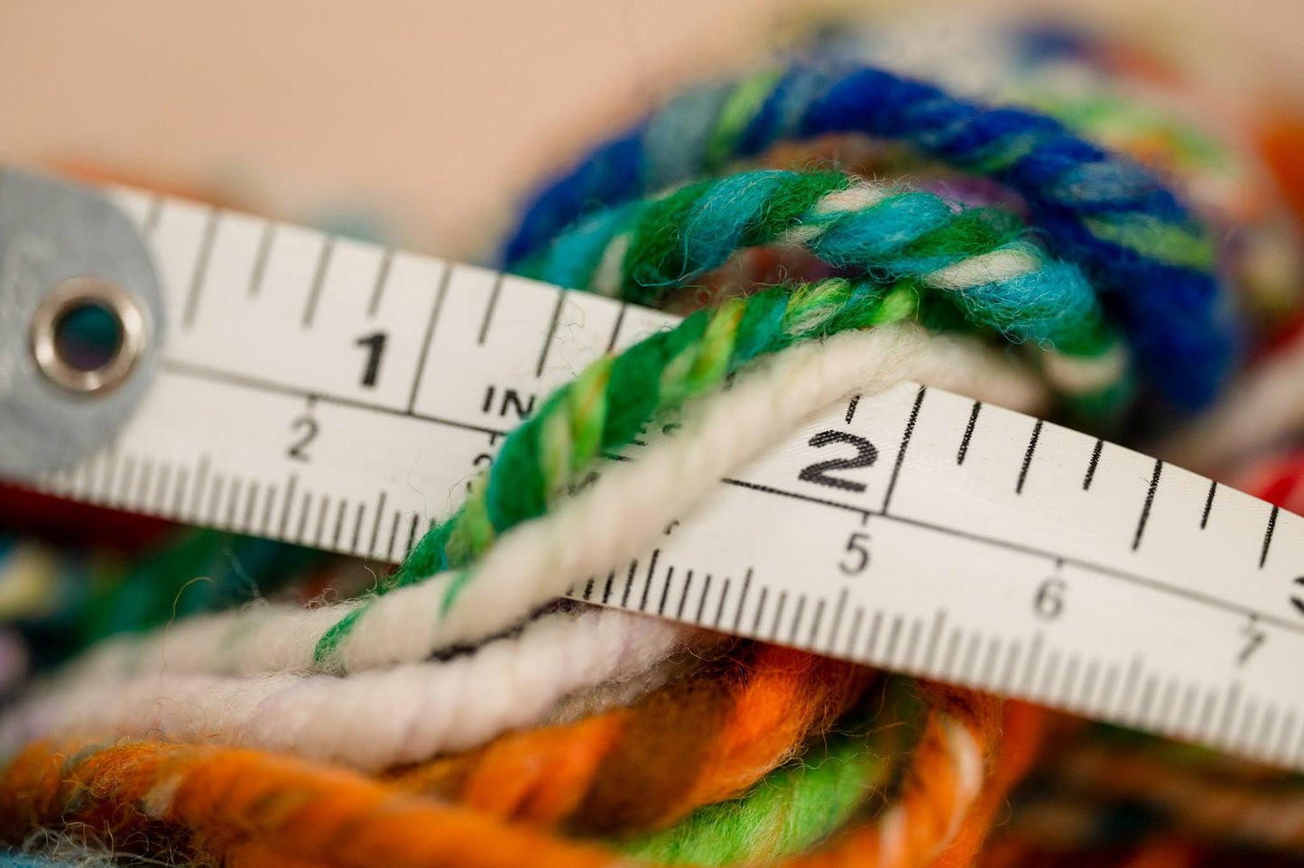 Handspun Vibrant Blended Striped Art Yarn Mini-Skein Using 100% Wool