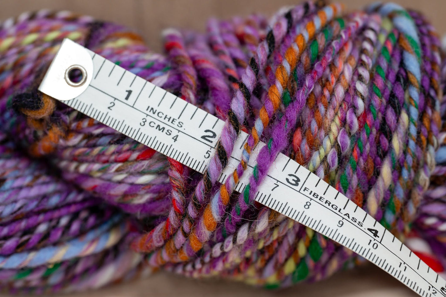 Handspun Purple and Multicolor Wool Yarn Using 100% Wool