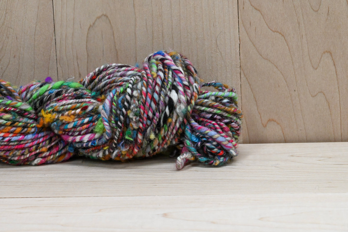 Handspun Concrete Flowers Textured Art Yarn Using Recycled Fibers and Wool