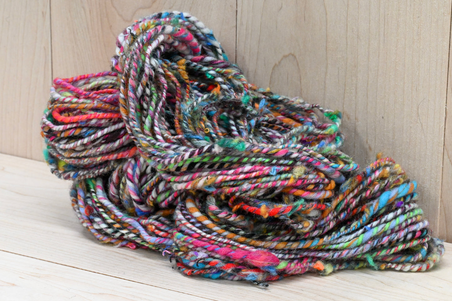 Handspun Concrete Flowers Textured Art Yarn Using Recycled Fibers and Wool