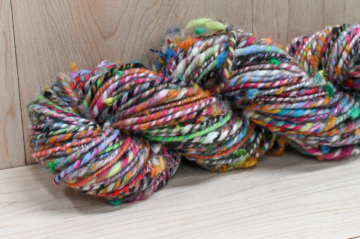 Handspun Concrete Flowers Textured Art Yarn Using Recycled Fibers and Wool