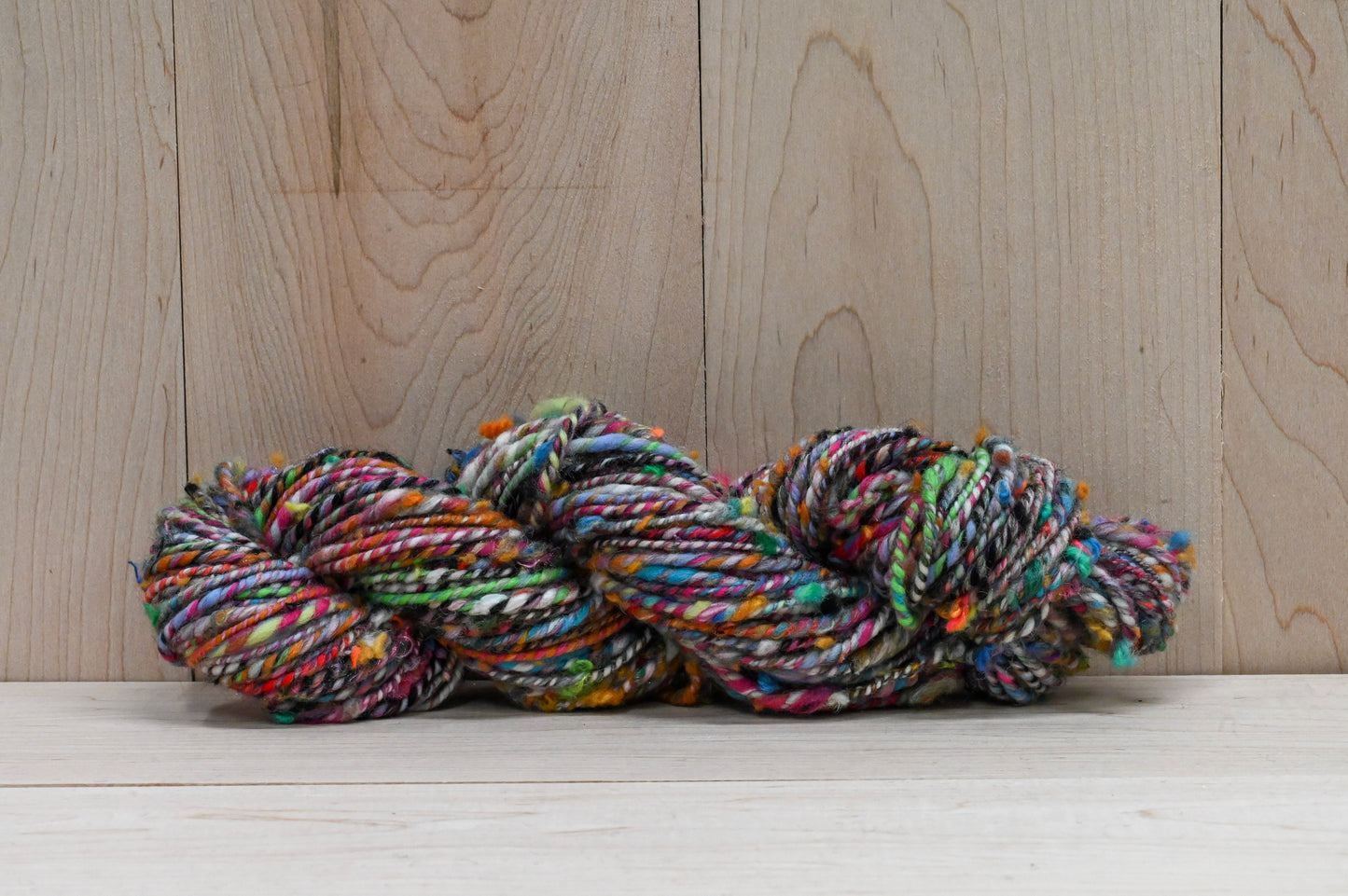 Handspun Concrete Flowers Textured Art Yarn Using Recycled Fibers and Wool