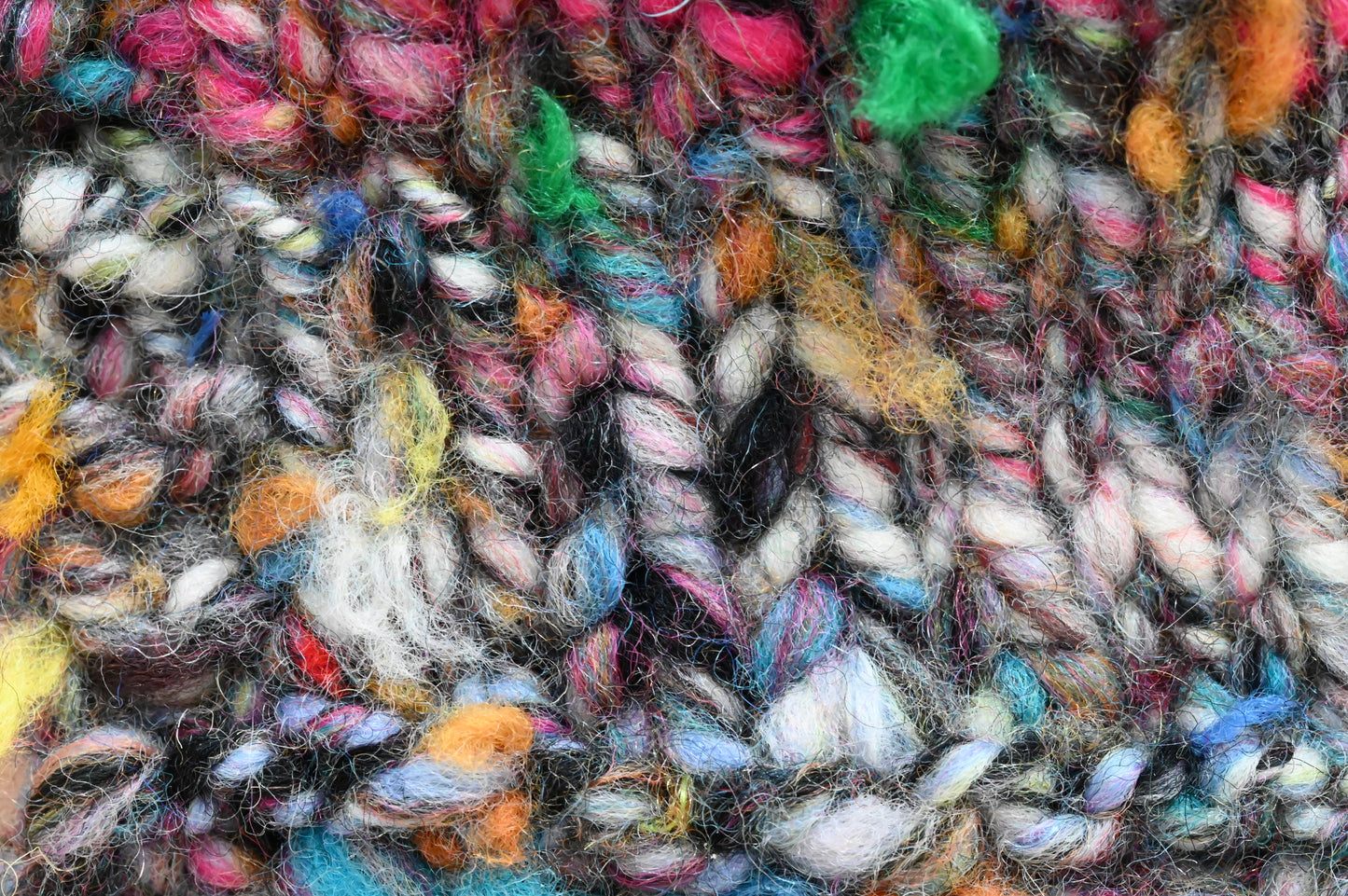 Handspun Concrete Flowers Textured Art Yarn Using Recycled Fibers and Wool