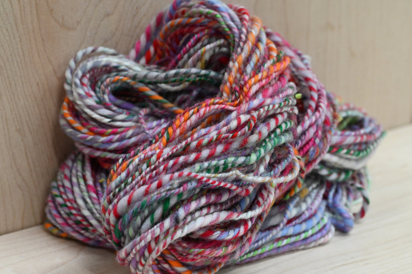 Handmade Icy Berries Handspun Yarn Using 100% Wool